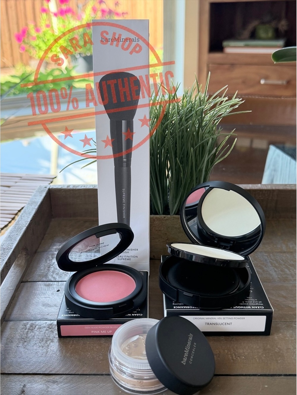 3 BareMinerals Brush+Blush+Translucent Pressed Setting Powder BUNDLE MSRP $106